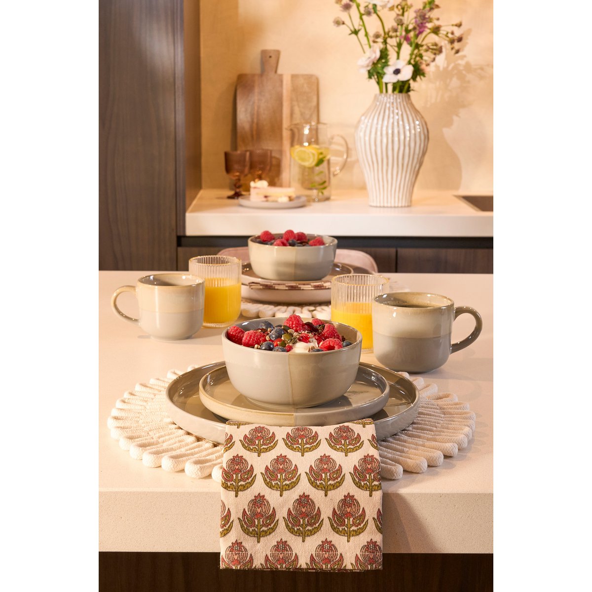 Ozzu Serviesset 4 Persoons - Steengoed - Grijs