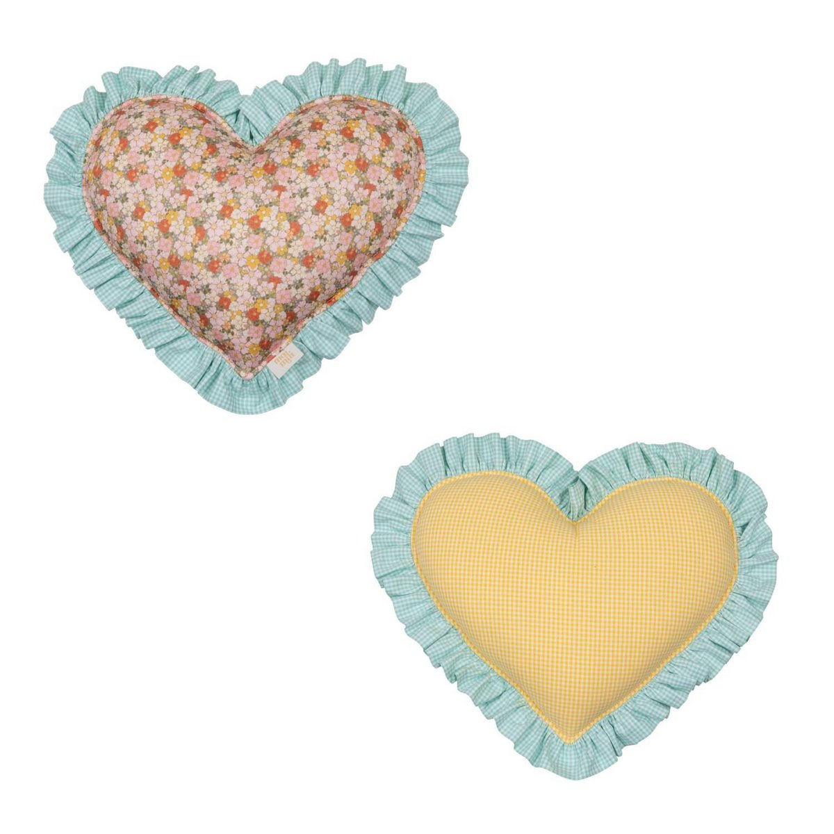 Dubbelzijdig hartkussen met franje "Summer Garden" Valentijnscadeau voor haar, Pasen en Spring Decor, Baby Shower Cadeau voor meisje, mama cadeau