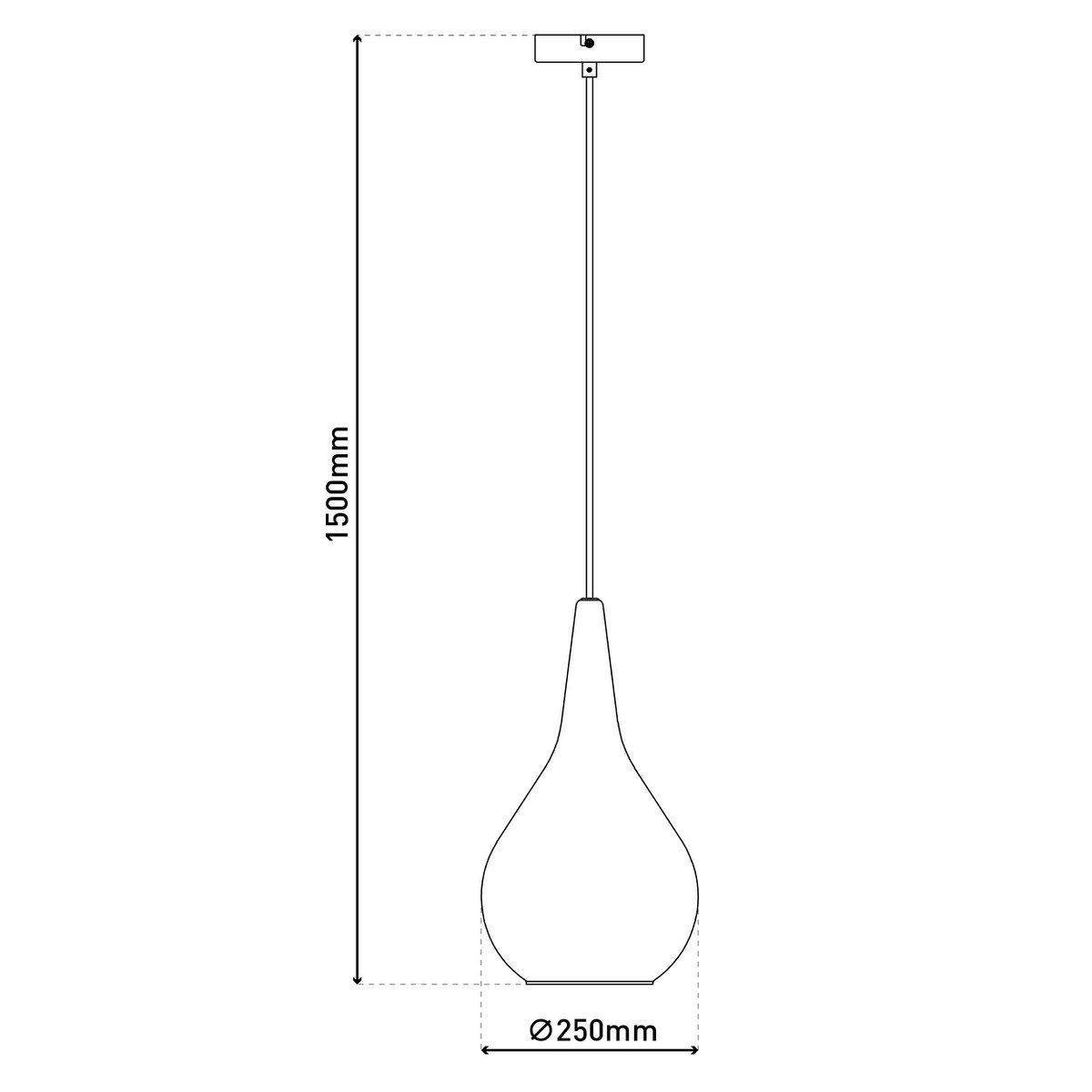 Hanger lamp "gota", retro klassieke hanglamp gemaakt van zwart rookglas Ø 25 cm, met E27 -versies, 150 hoog, ideaal voor eetkamer, woonkamer en keuken.