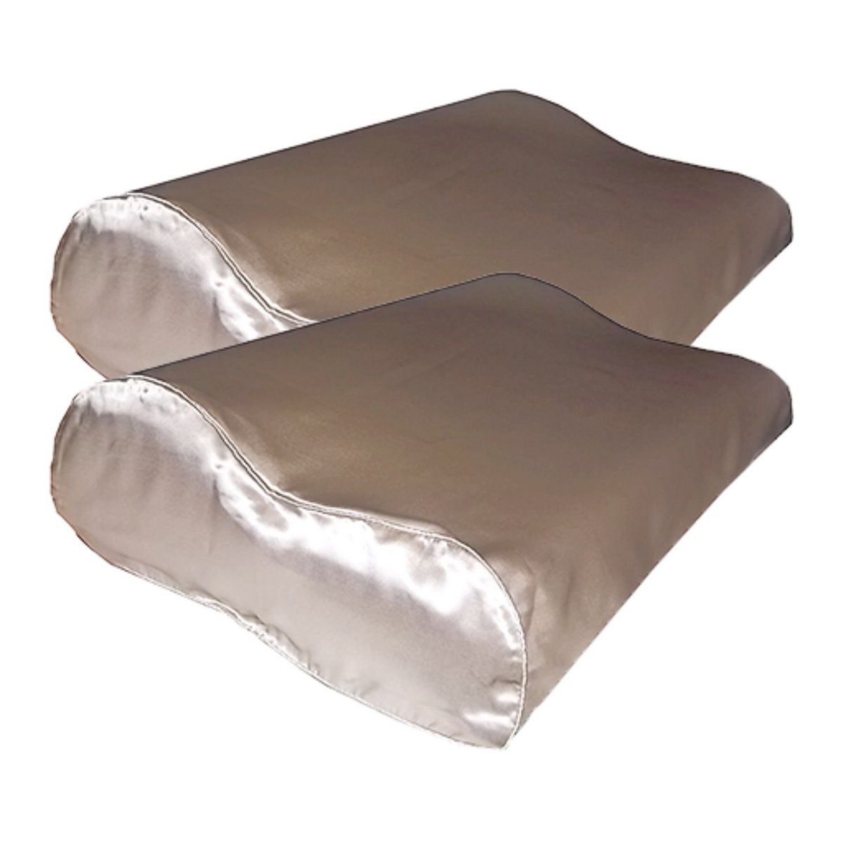 Voordeelset 2x 100% Zijden kussensloop Donker Champagne Ergonomisch - 19MM