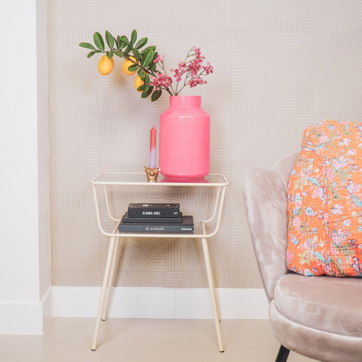 Bijzettafel / Nachtkastje - Zand - 50x35x60cm