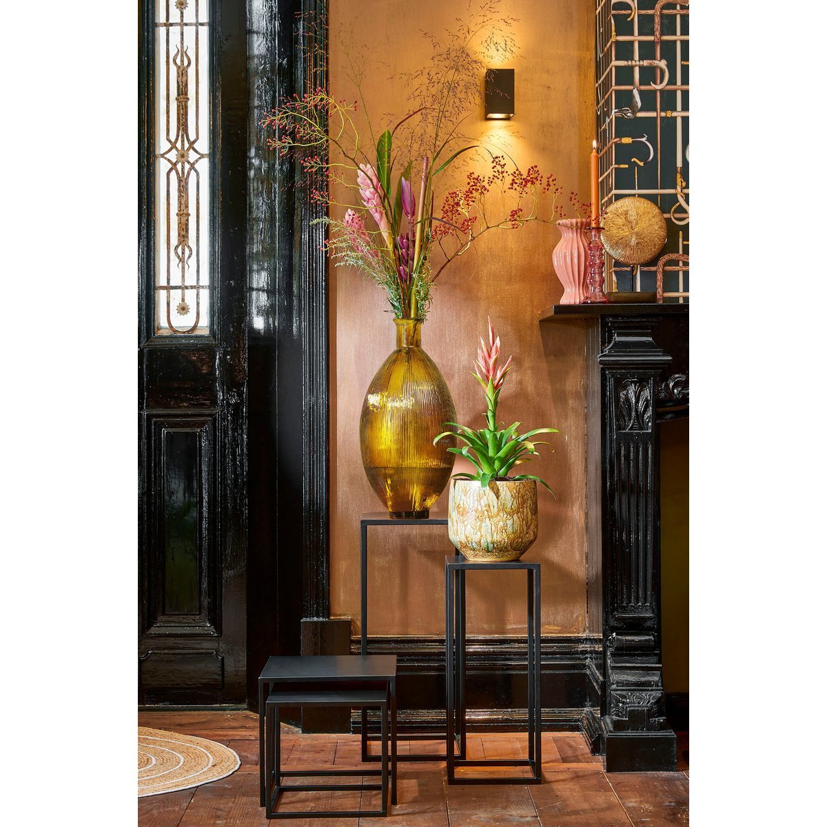Firenza Bottle Vase - H59 x Ø29 cm - Recycled Glass - Ocher