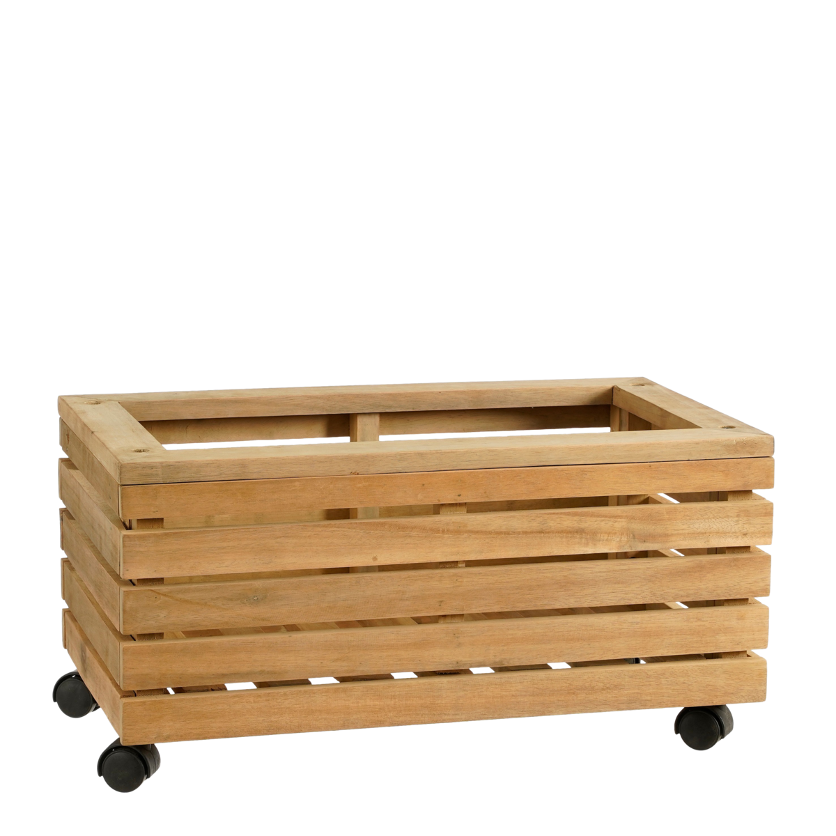Glenwood Planter Rectangle on Wheels for Outdoor - L60 x W35 x H30 cm - Acacia wood - Brown