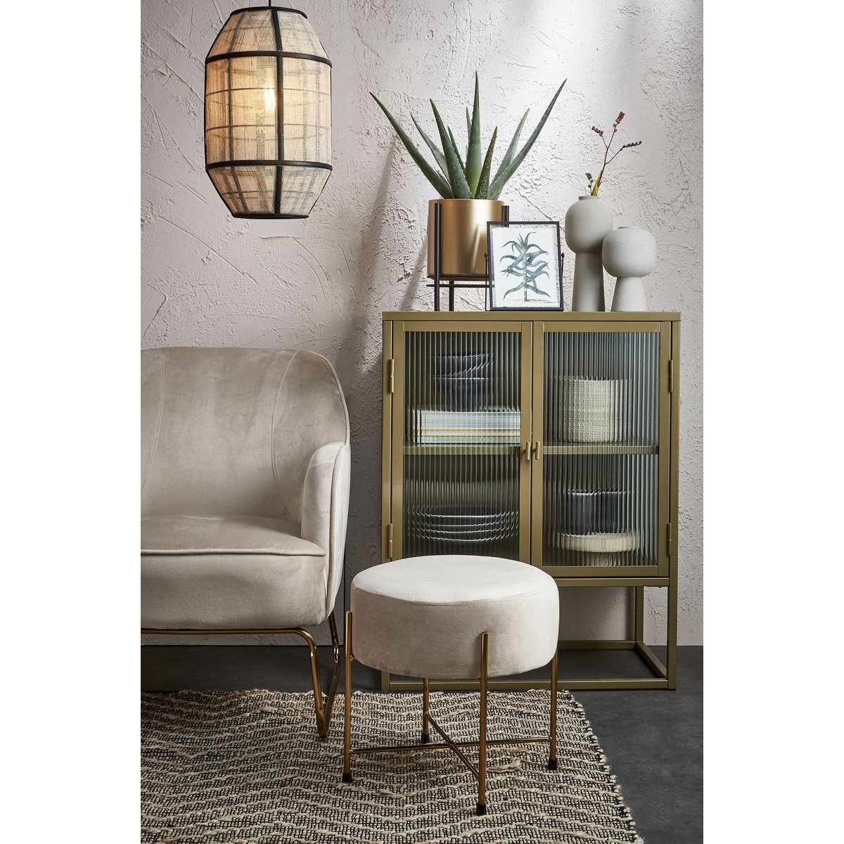 Sverre Flowerpot on Stand - H28 x Ø19 cm - Gold, Black