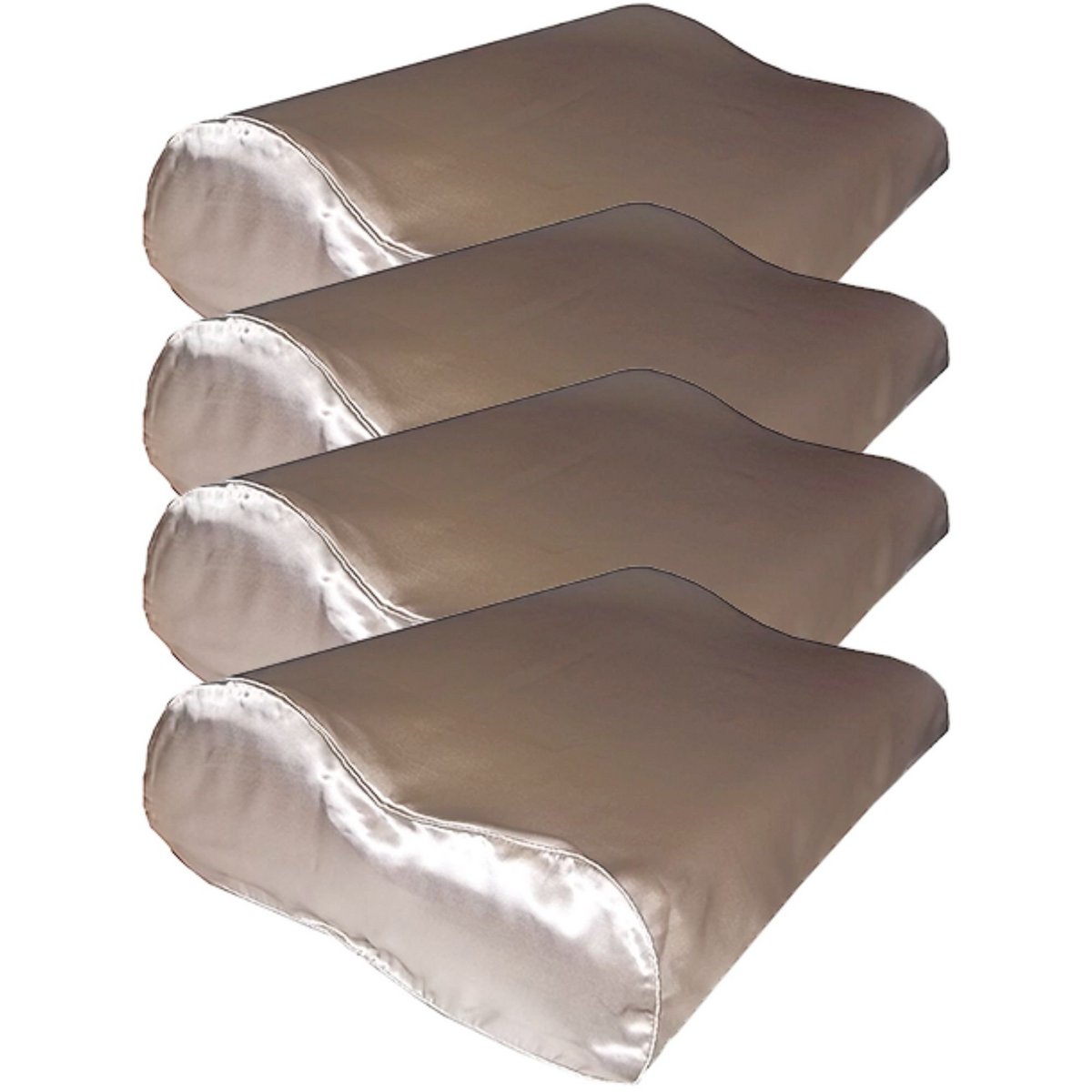 Voordeelset 4x 100% Zijden kussensloop Donker Champagne Ergonomisch - 19MM
