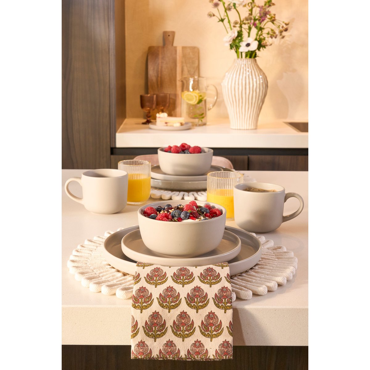 Ozzu Serviesset 4 Persoons - Steengoed - Taupe