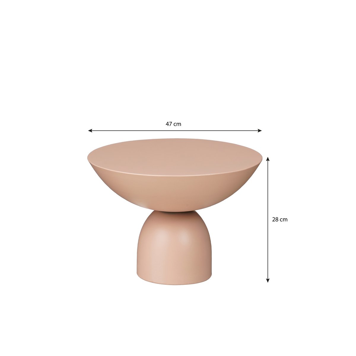 Celise Bijzettafel - H28 x Ø47 cm - Metaal - Lichtroze