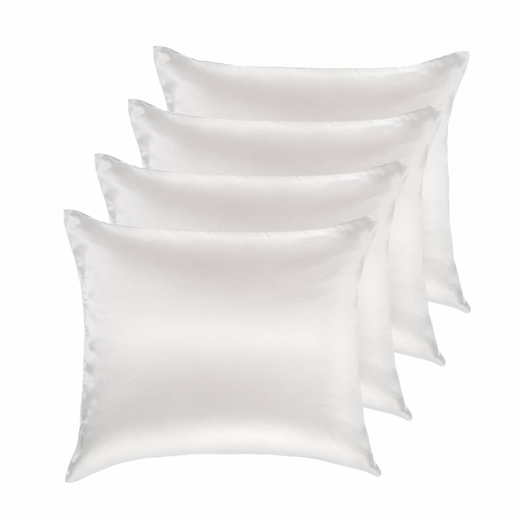 Gezins Deal 4x 100% Zijden kussensloop Wit hotelsluiting - 19MM