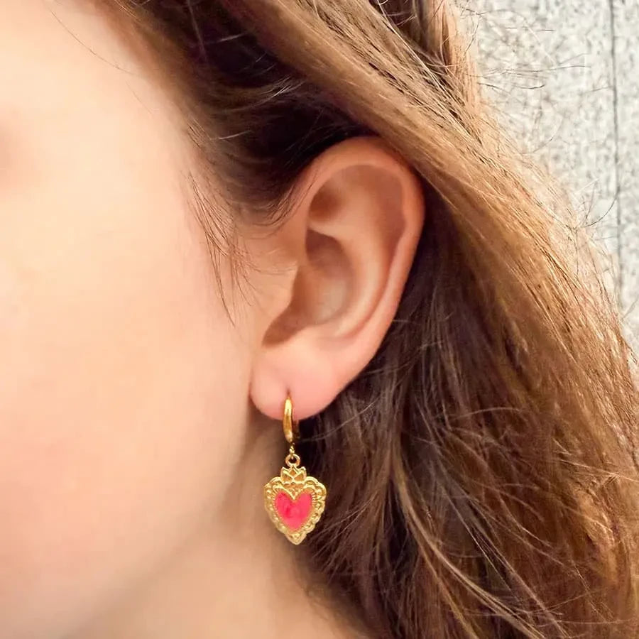 LOUIZ Oorbellen met Roze hartje