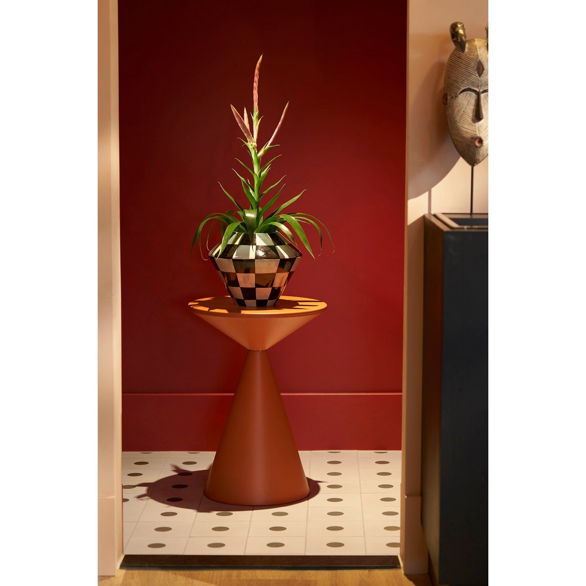 Stratt Bloempot - H21 x Ø27 cm - Keramiek - Zwart, Wit