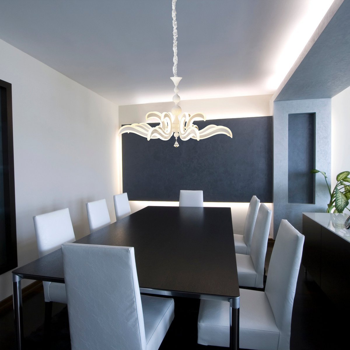 Led Crown "Ludwig" wit Ø 66 cm, met stevig geïnstalleerde LED's, metaal in wit