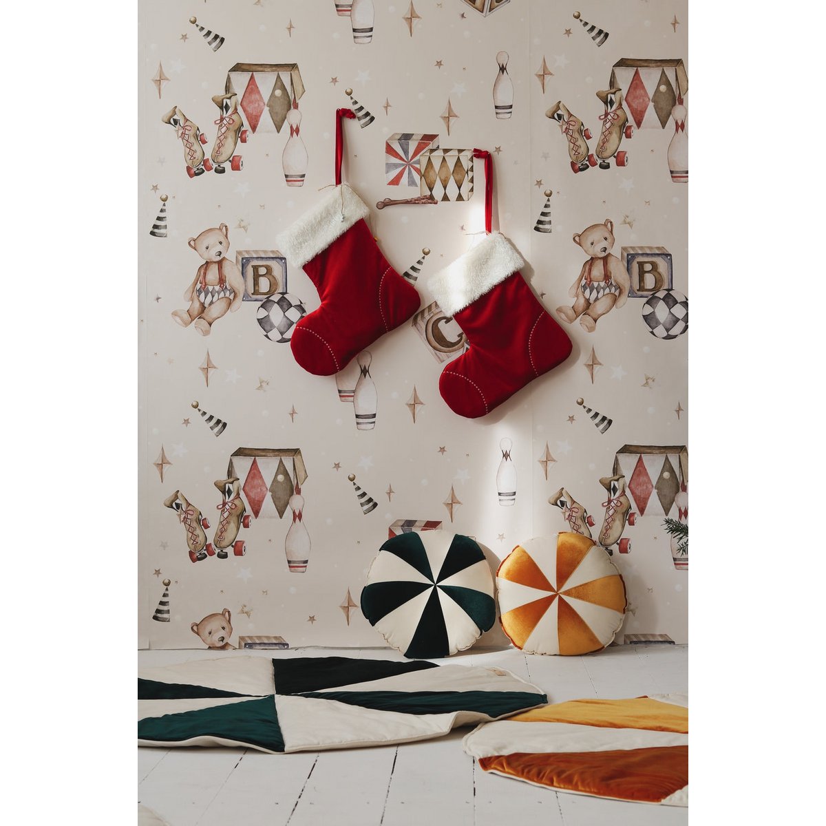 "Green Candy" Kerst Ronde Patchwork Mat