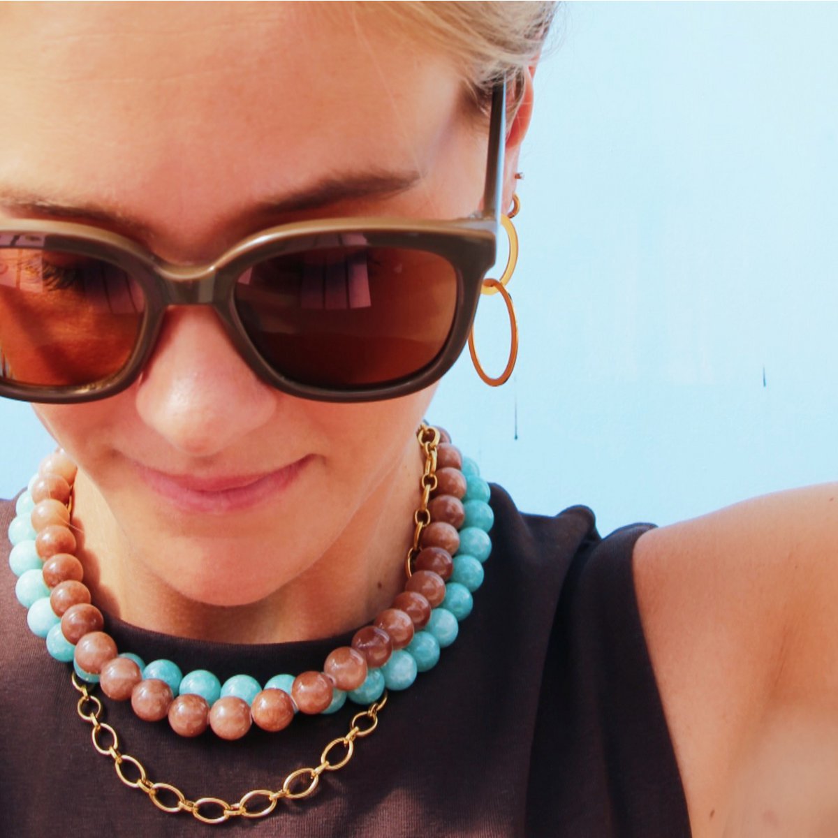 Natuurlijke stenen kralenketting xl - oud groen