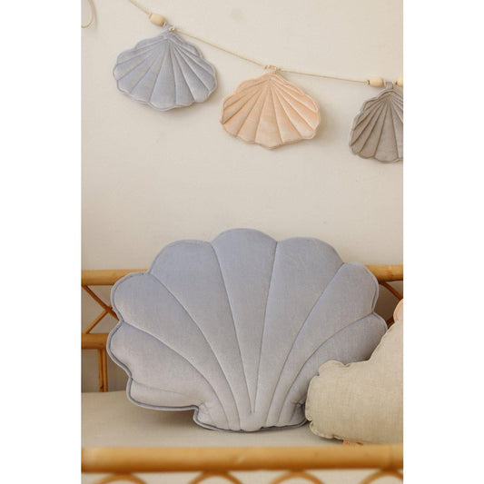 Fluwelen schelpkussen 'Blue Pearl'
