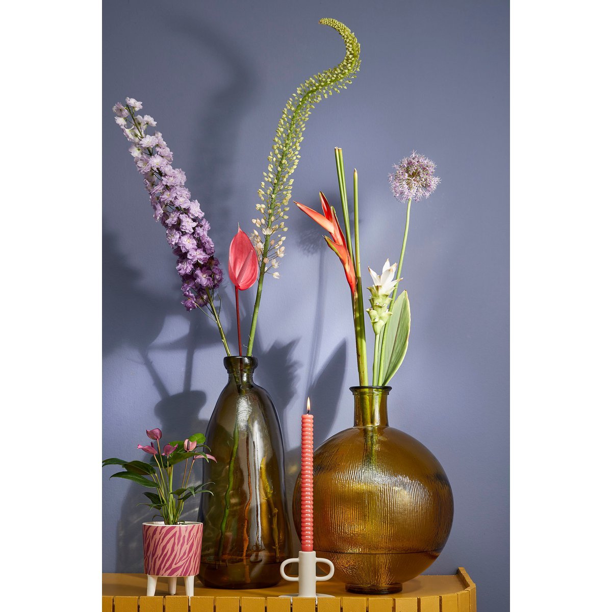 Firenza Bottle Vase - H42 x Ø34 cm - Recycled Glass - Ocher