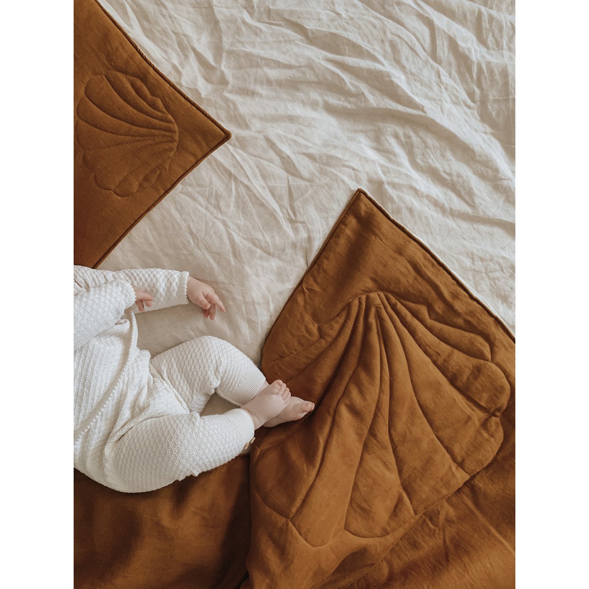 Linnen schelp kinderovertrekset "Caramel" Groot formaat