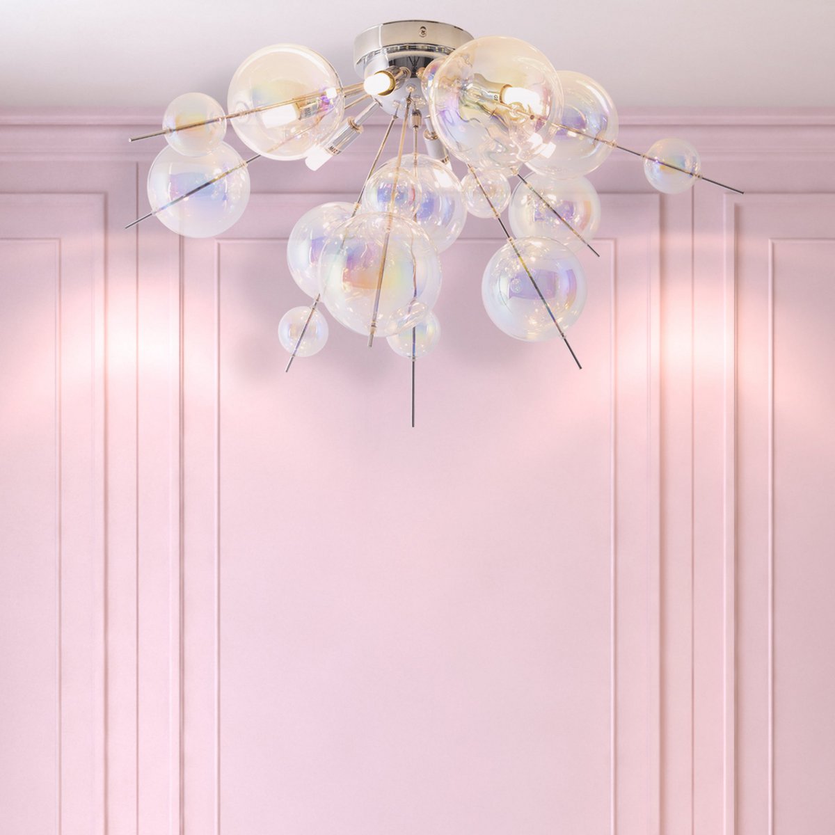 Plafondlamp "explosie" iris gemaakt van metaal en glas, G9 -versies, plafondlamp voor eetkamer, woonkamer, gang of kantoor, Ø57 cm