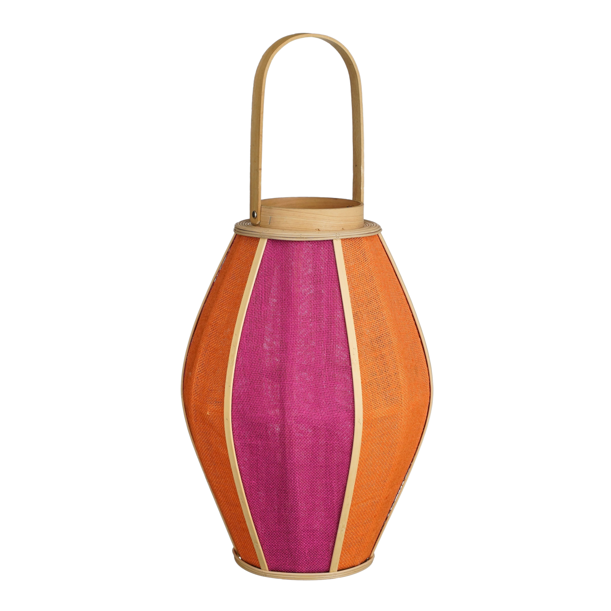 Roger Lantaarn - H45 x Ø32 cm - Jute - Fuchsia, Oranje