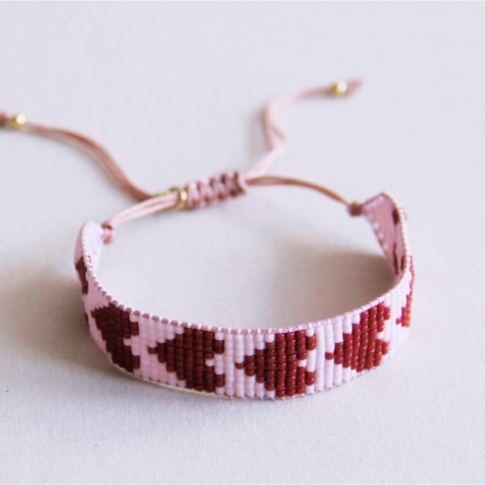 Hart geweven armband - lila/bordeaux