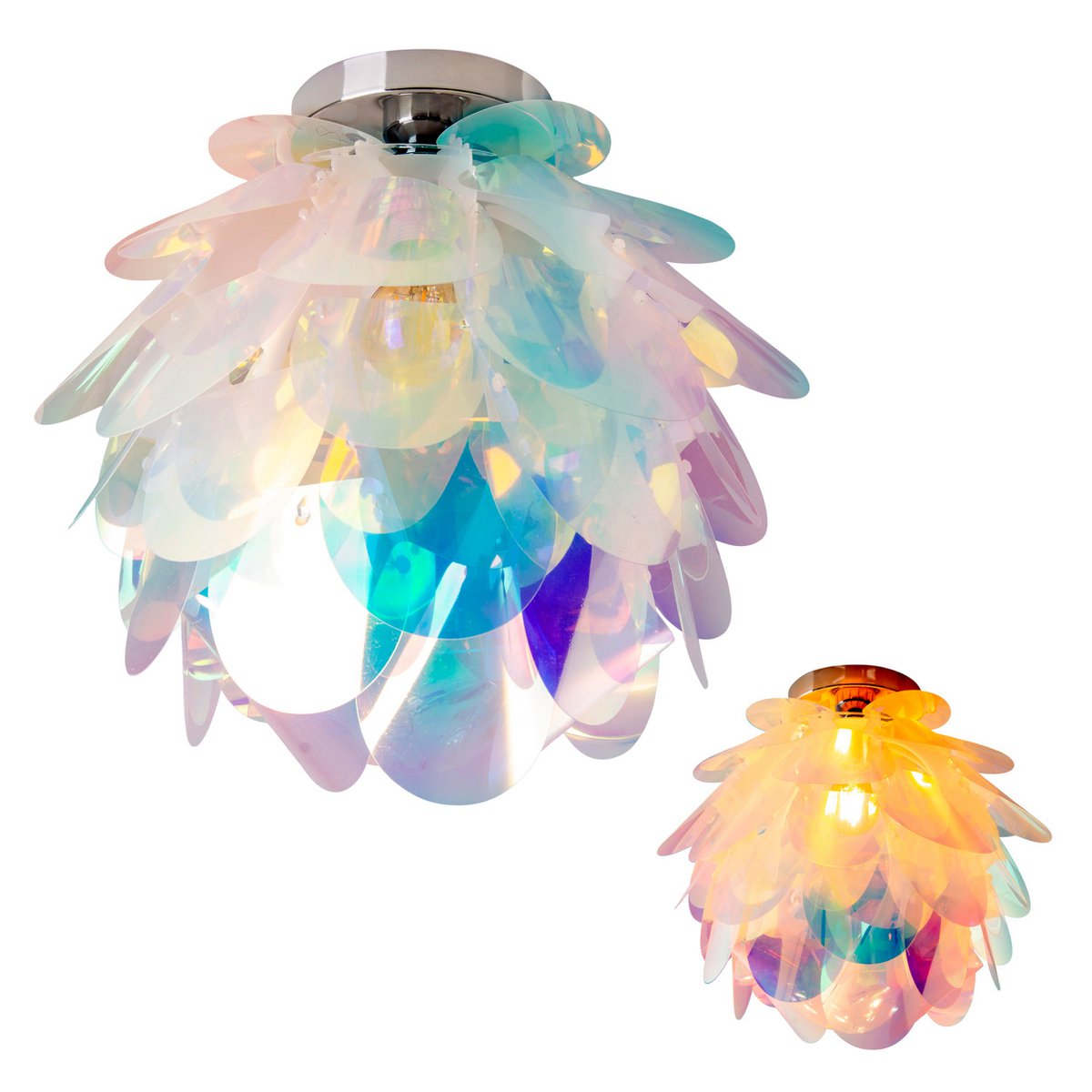 Plafondlamp "fora" gemaakt van metaal en iriserend plastic, E27 -aansluiting, verlichting voor woonkamer, eetkamer en kantoor, Ø40 cm