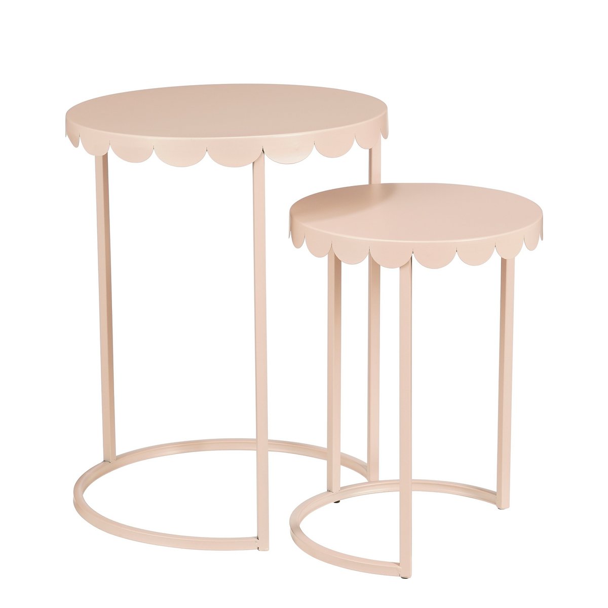 Lara Bijzettafel - Set van 2 - H51 x Ø40 cm - Metaal - Lichtroze