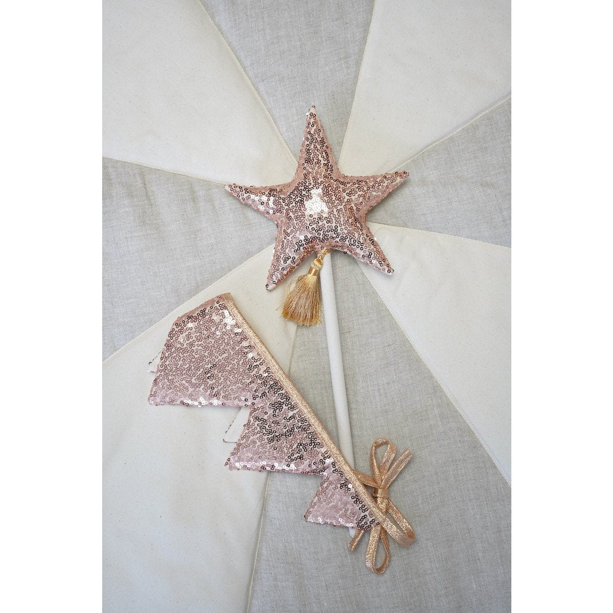Roségouden pailletten kroon en magische toverstok, maskerade meisje kostuum, kleine prinses verjaardagsfeestje stijl,