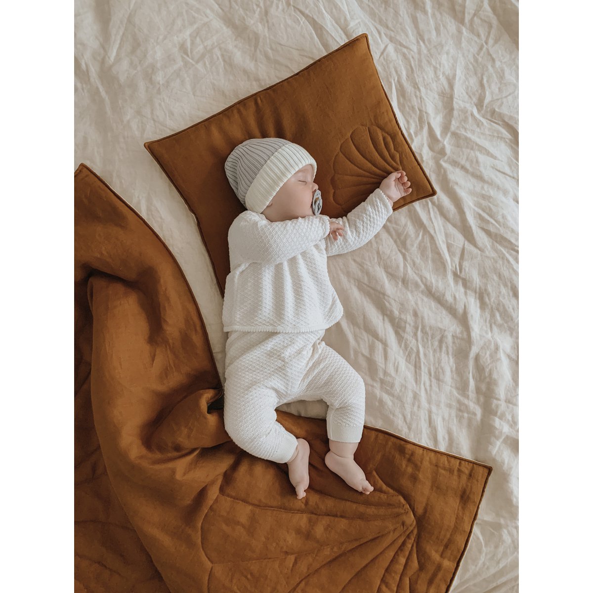 Linnen schelp kinderovertrekset "Caramel" Groot formaat