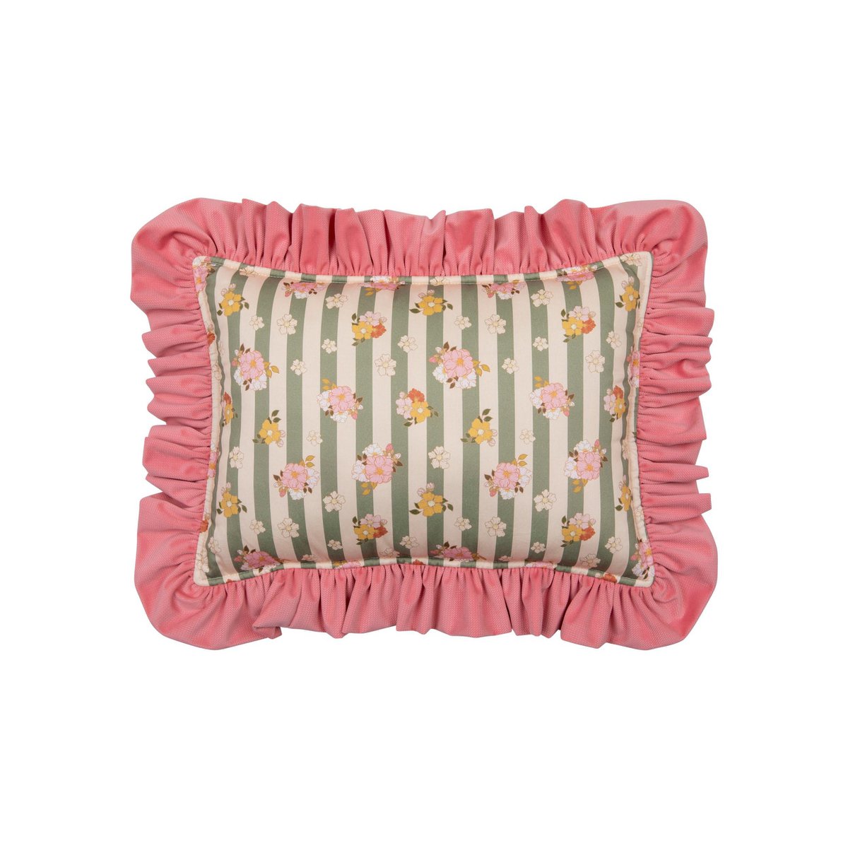 Leer decoratief kussen met franje "roze tuin" bloemen motief voor woonkamer, ruches fluwelen kussen, blush fluwelen kussen, cadeau voor haar