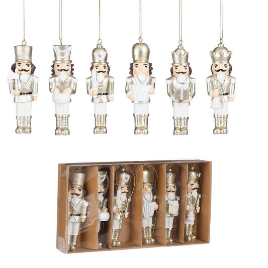 Kerst Ornament Notenkraker - Set 6 stuks - L4 x B2 x H11 cm - Polyester - Goud