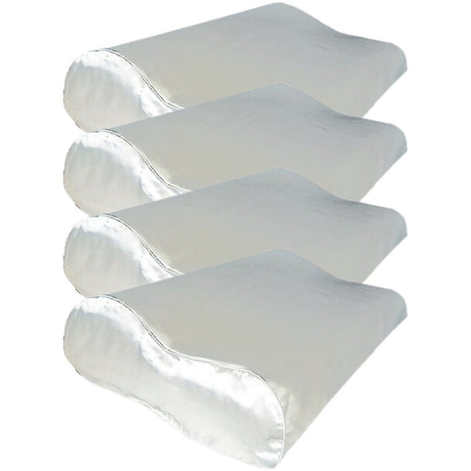 Voordeelset 4x 100% Zijden kussensloop Ergonomisch Wit Ergonomisch met Zilver Ionen - 22MM