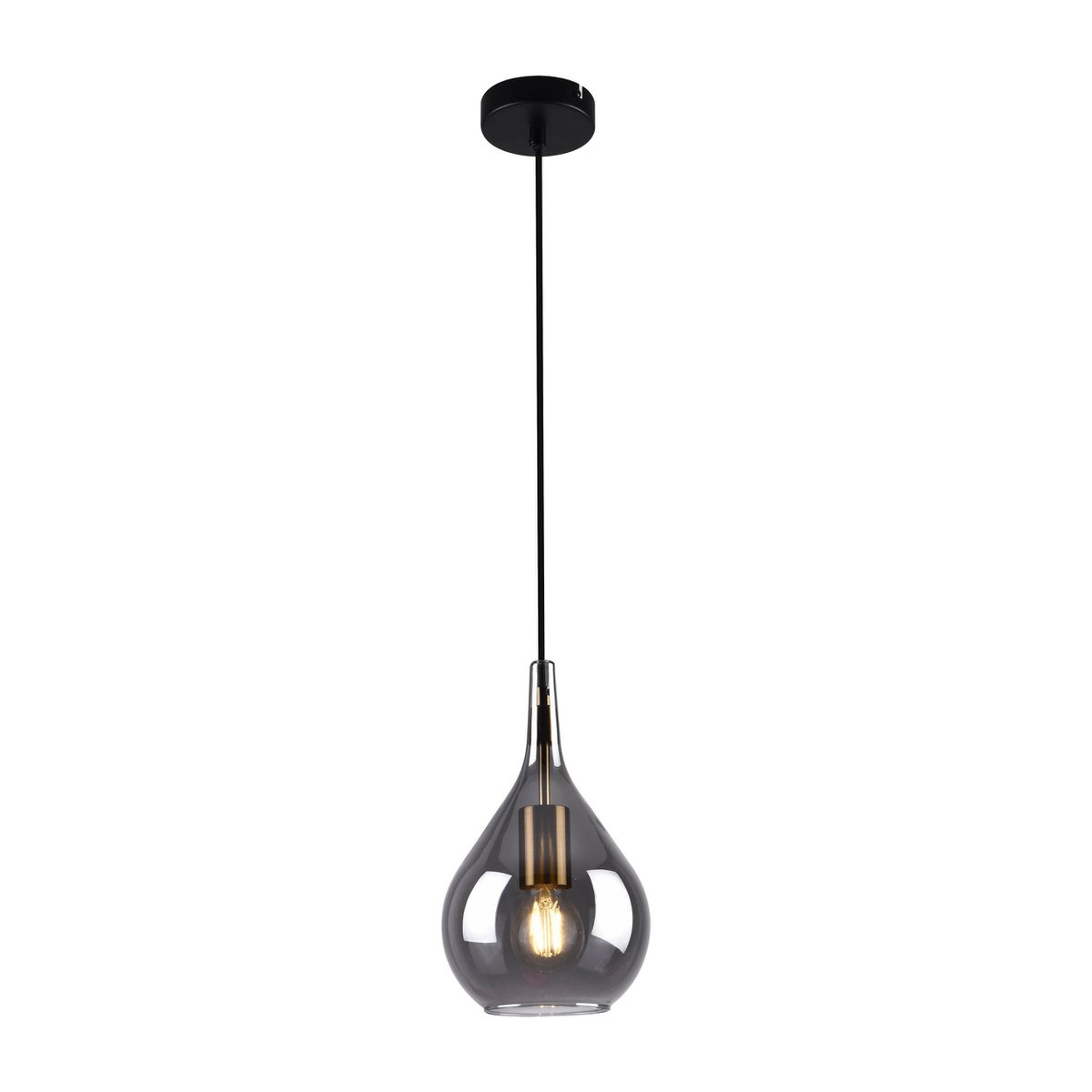 Hanger lamp "gota", retro klassieke hanglamp gemaakt van zwart rookglas Ø 20 cm, met E27 -versies, 150 hoog, ideaal voor eetkamer, woonkamer en keuken.