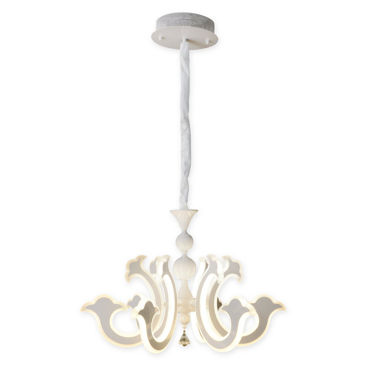 Led Crown "Ludwig" wit Ø 66 cm, met stevig geïnstalleerde LED's, metaal in wit