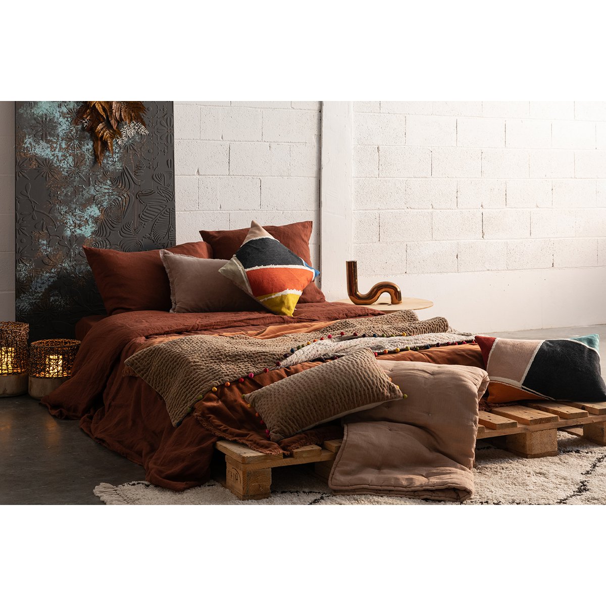 Stonewashed plaid Zeff Sand 180 x 260