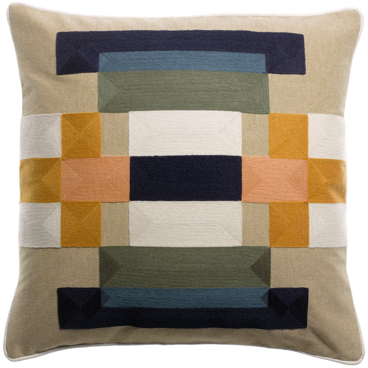 Bertille Cobalt geborduurd kussen 45 x 45