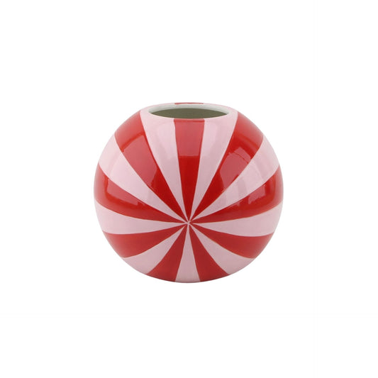 Vaas - Bloemenvaas Swirl- Dolomiet - Rood/Roze - 15x15x13,5cm