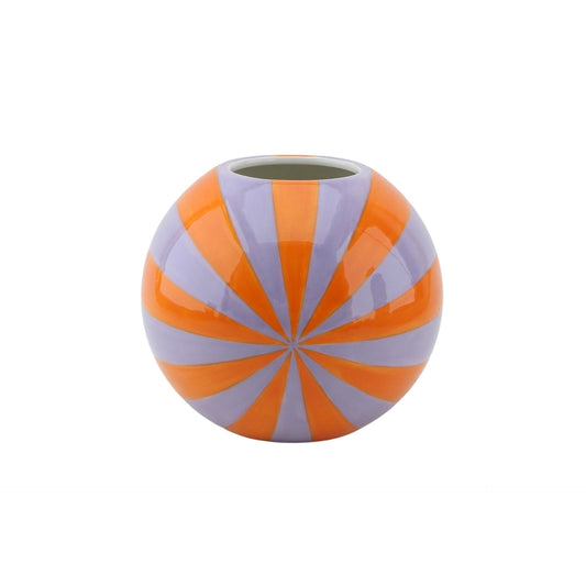Vaas - Bloemenvaas Swirl- Dolomiet - Oranje/Lila - 15x15x13,5cm