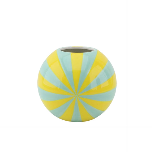 Vaas - Bloemenvaas Swirl- Dolomiet -  Geel/Mintgroen - 20x20x17cm
