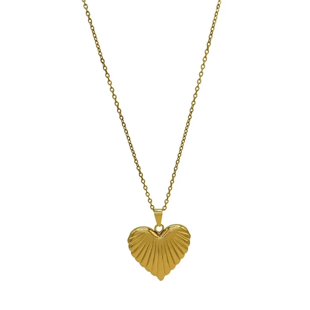 LOUIZ Lange ketting Hart met Streepjes