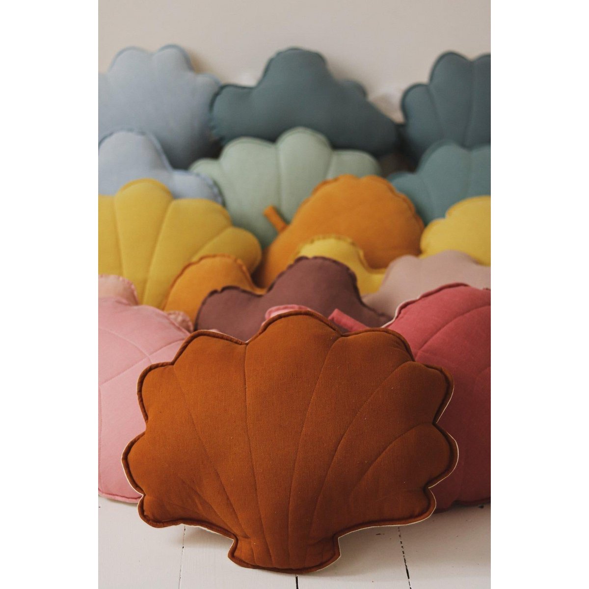 Linnen schelpkussen 'Caramel'