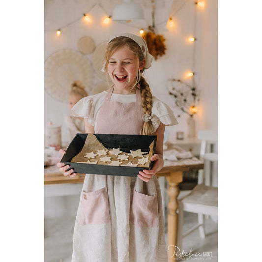 Kinderlinnen keukenschort "Sweet Cookie" 6-15 jaar