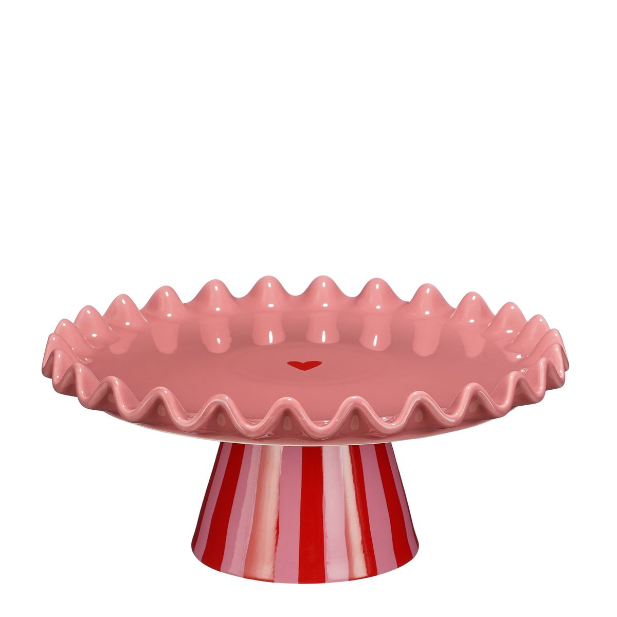 Bella Taartplateau - H13 x Ø30 cm - Keramiek - Roze, Rood