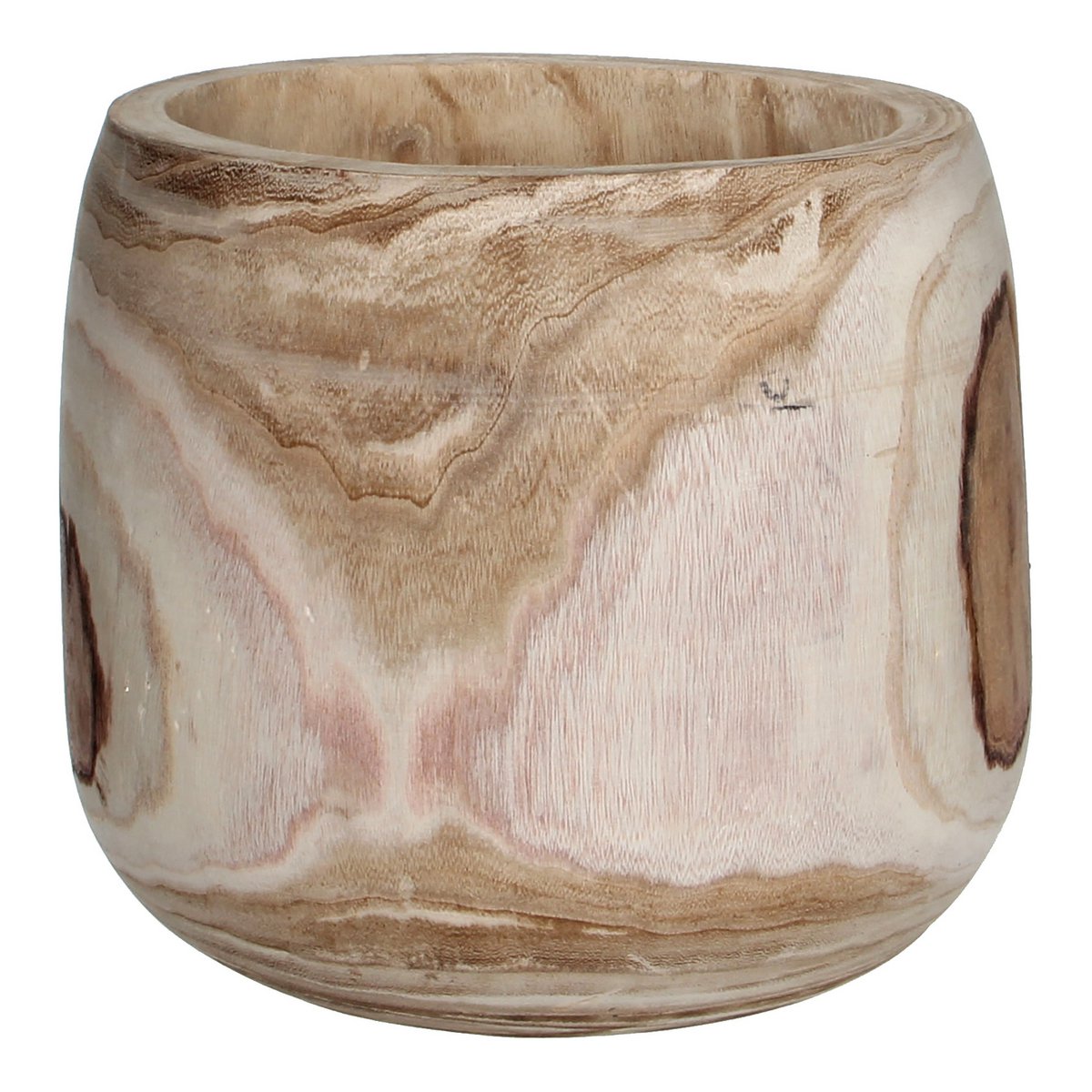 Pia Bloempot - H31 x Ø31 cm - Paulowniahout - Lichtbruin
