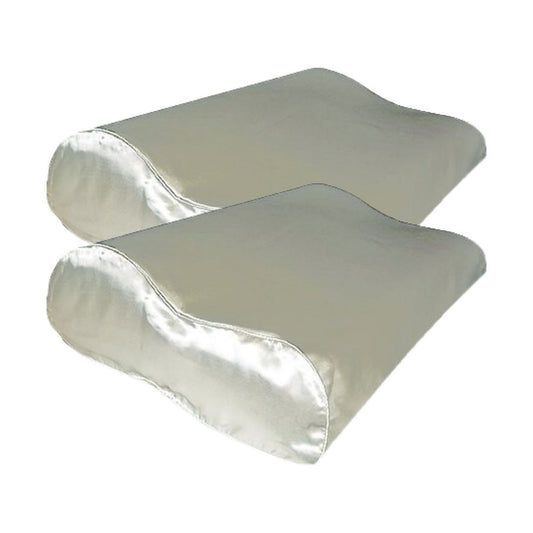 Voordeelset 2x 100% Zijden kussensloop Ergonomisch Ivoor Ergonomisch met Zilver Ionen - 22MM