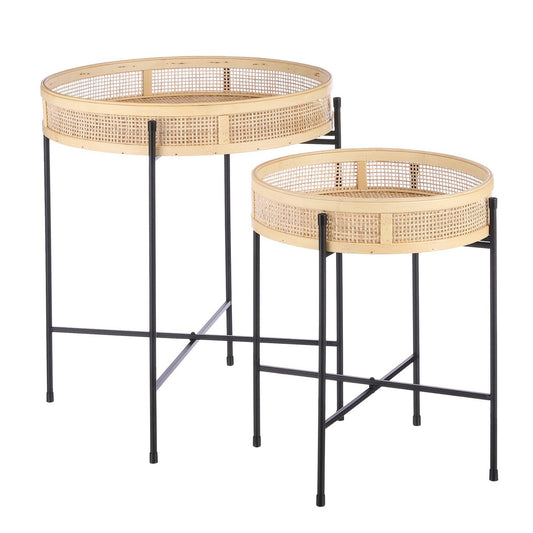 Leandro Side table - Set of 2 - H53 x Ø45 cm - Black