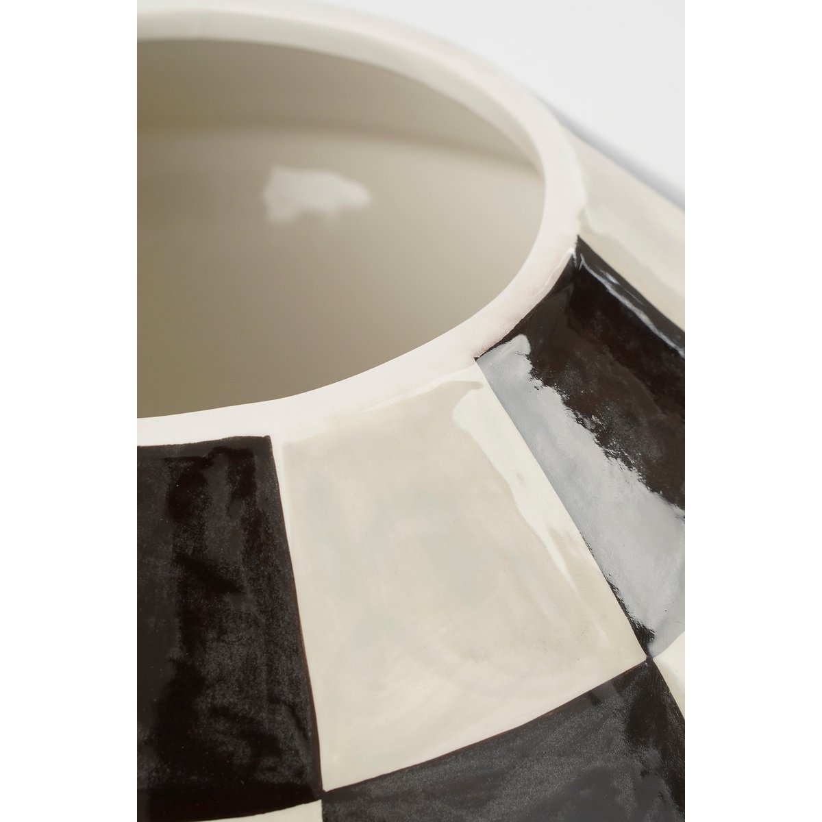 Stratt Bloempot - H21 x Ø27 cm - Keramiek - Zwart, Wit