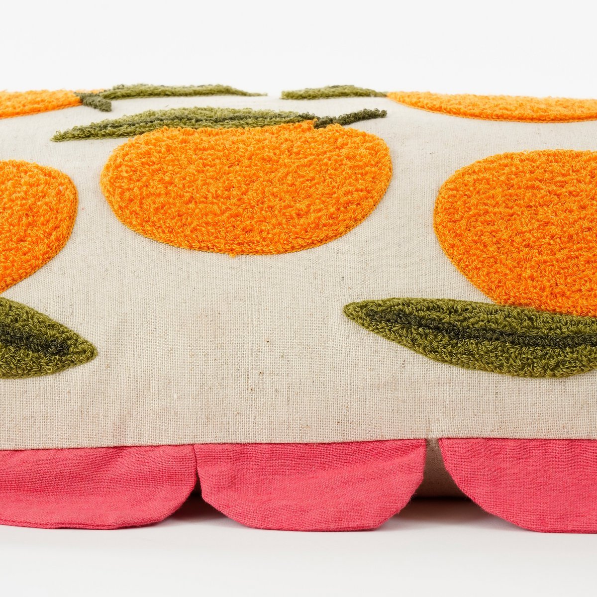 Oranges Sierkussen - L65 x B45 x H10 cm - Katoen - Off-White, Oranje, Roze