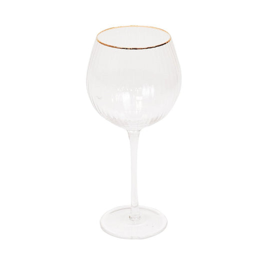 HV Wine Glass - Set of 2 - Clear/Gold - 8.5x8.5x21cm