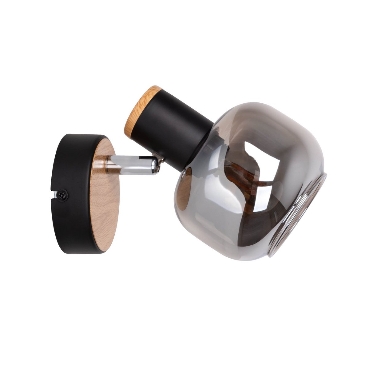 Glazen wandvlek "fumoso", wandlamp gemaakt van zwart en rookglas in zwart en de natuur, met E14 -aansluiting, voor eetkamer, woonkamer, gang of kantoor, lamp voor woonkamer, eetkamer, gang of gang 16 x 14 cm