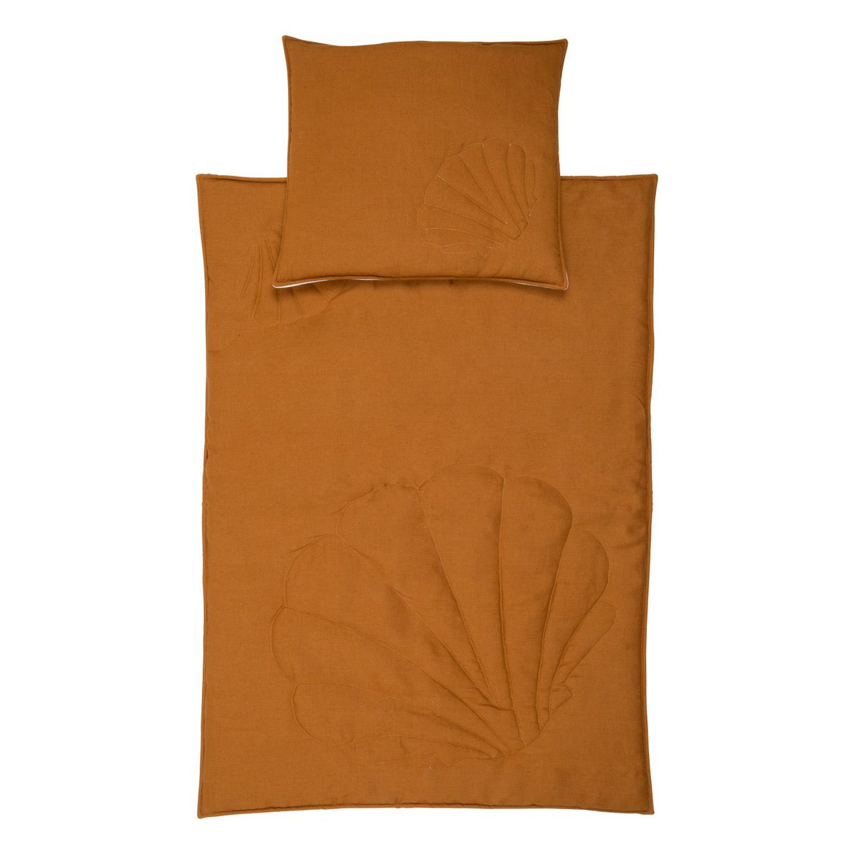 Linnen schelp kinderovertrekset "Caramel" Groot formaat