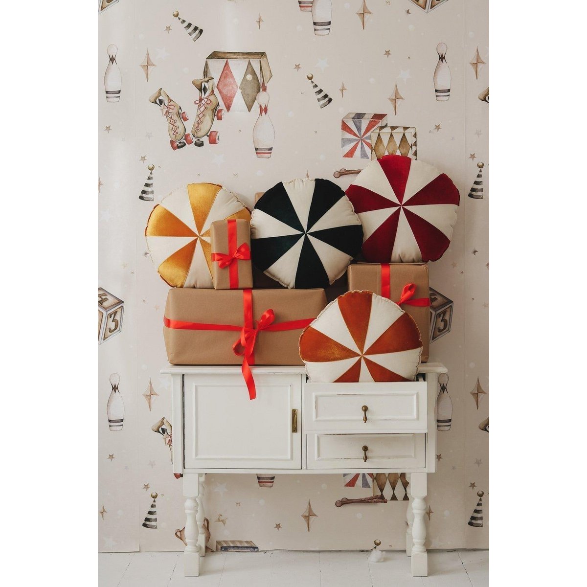 “Red Candy” patchwork kerstkussen, cadeau-idee voor de feestdagen
